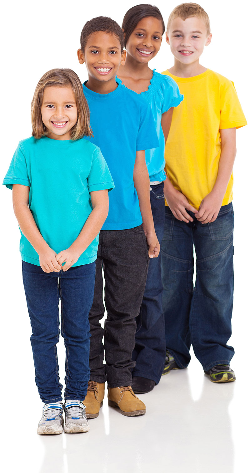 four smiling kids
